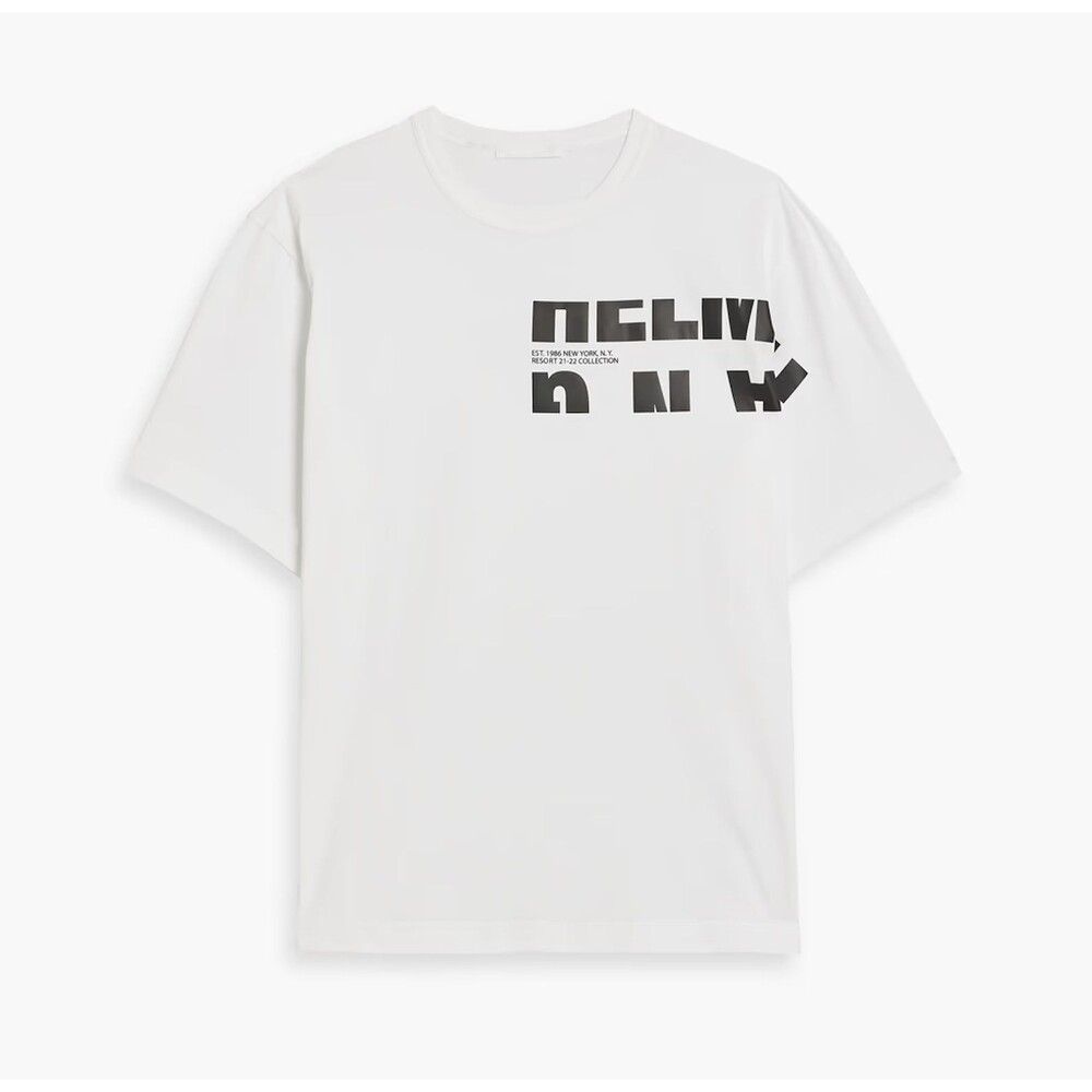 Helmut Lang Printed Logo T-Shirt White Cotton Jersey XL Free Shipping Included